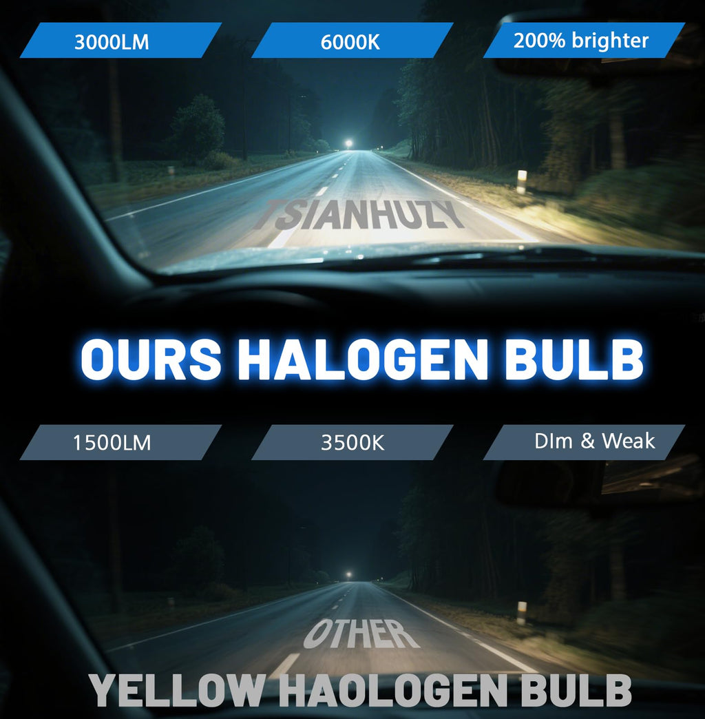 Halogen Headlight Bulbs 9003/H4 High Low Beam 6000K Pack of 2 W3753