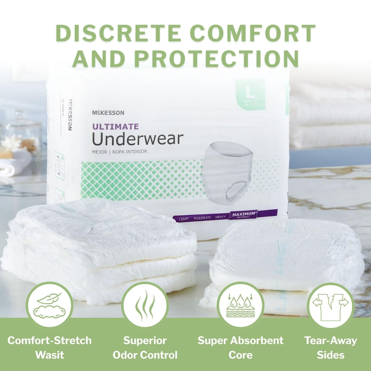 Adult Incontinence Underwear, Large, 72 ct W75290