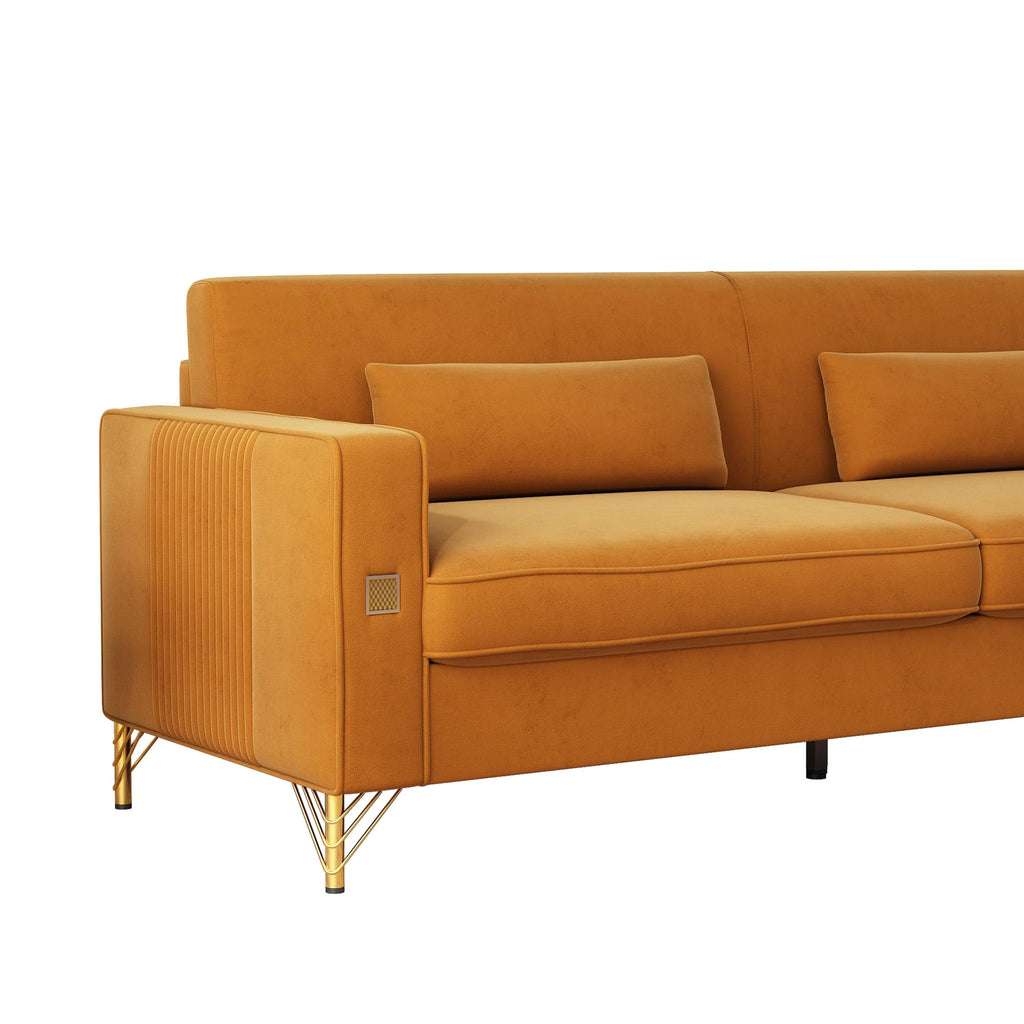 Oversized Velvet Sofa with Armrest and Removable Cushions H318667