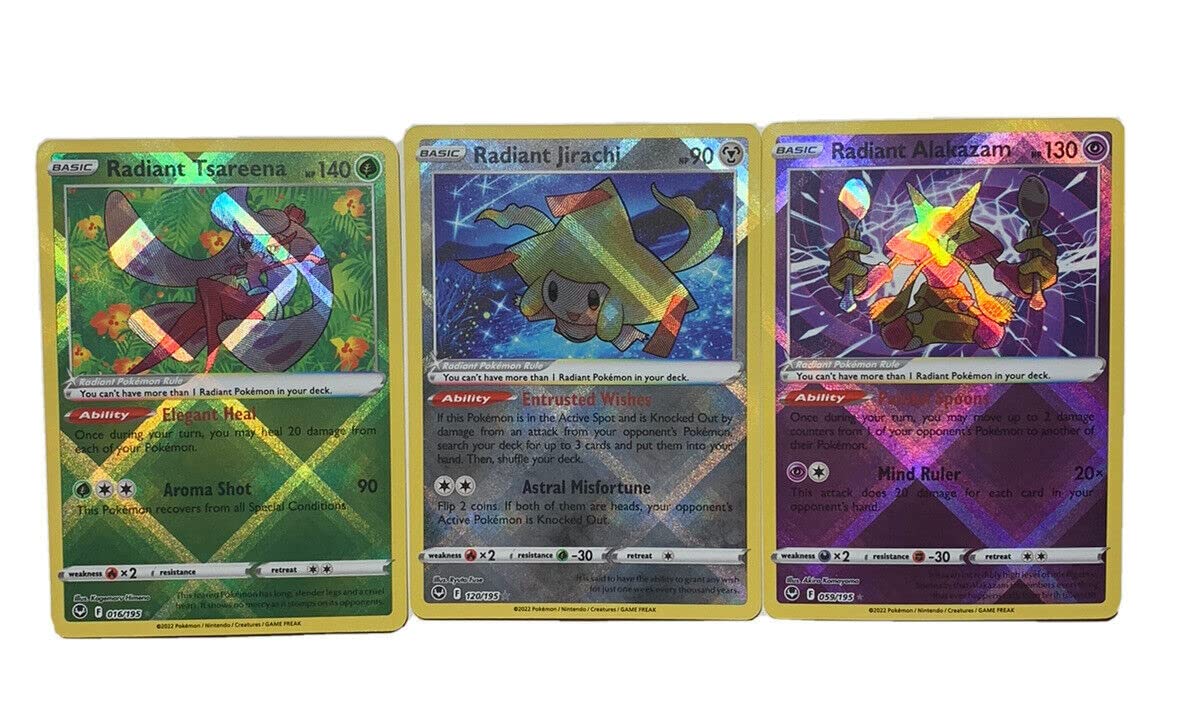 Radiant Alakazam Jirachi Tsareena 3 Card Lot O596