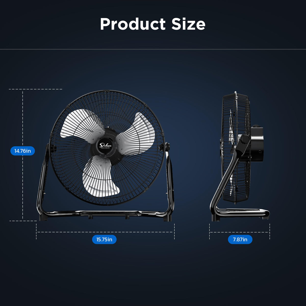 12 Inch 3-Speed Oscillating Metal Floor Fan A6084