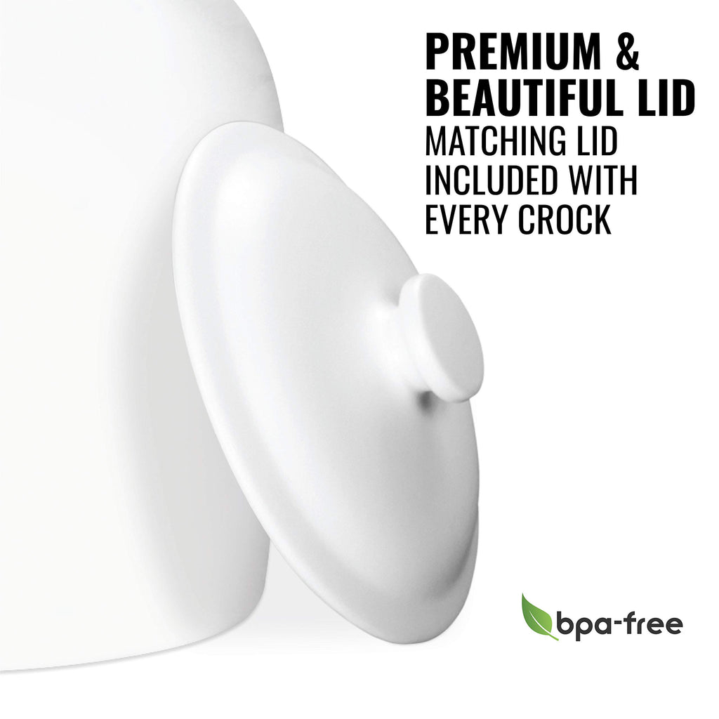 Porcelain Ceramic Crock Water Dispenser with Stainless Steel Faucet and Lid I127788