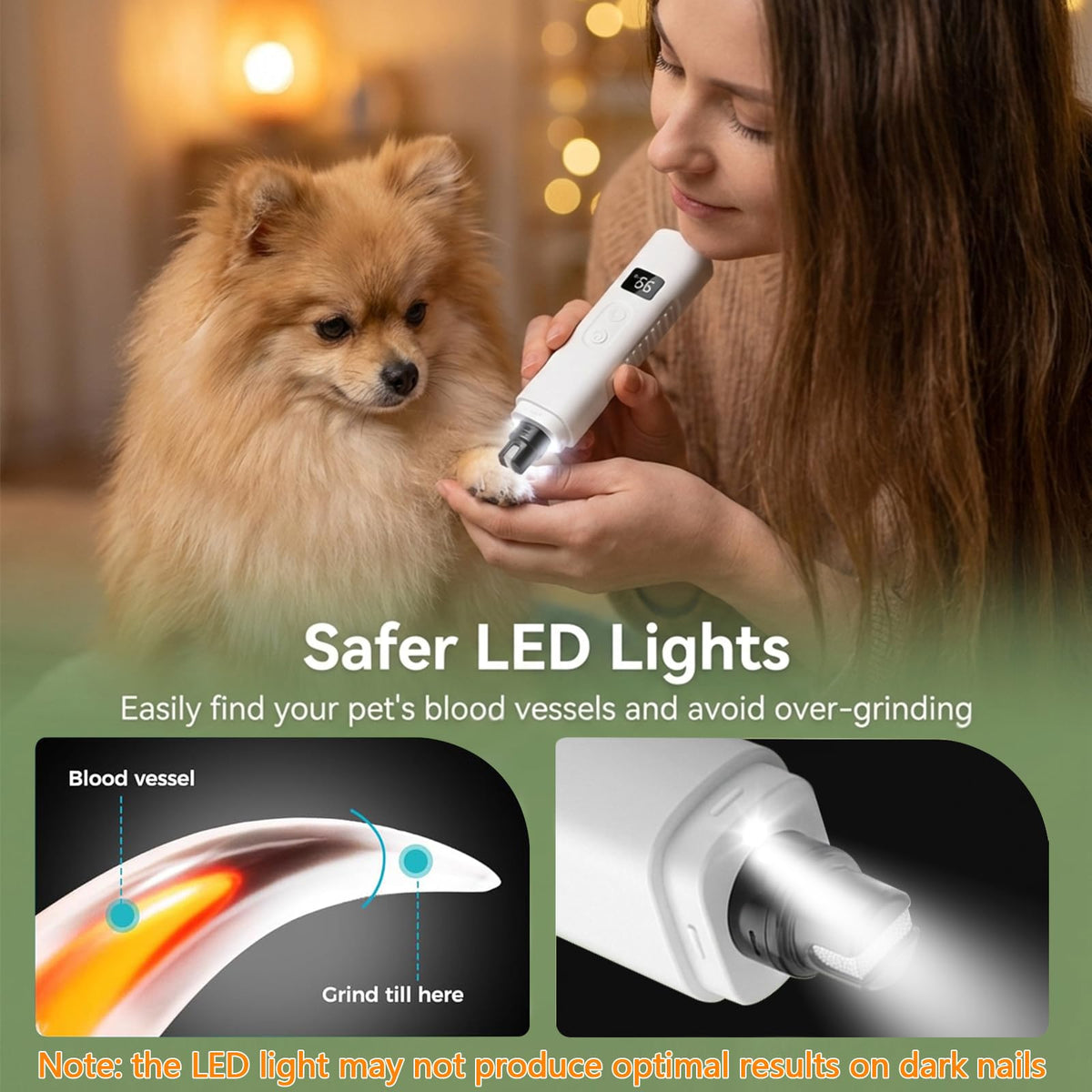 Dog Nail Grinder, 3-Speed Ultra Quiet with LED Light P168