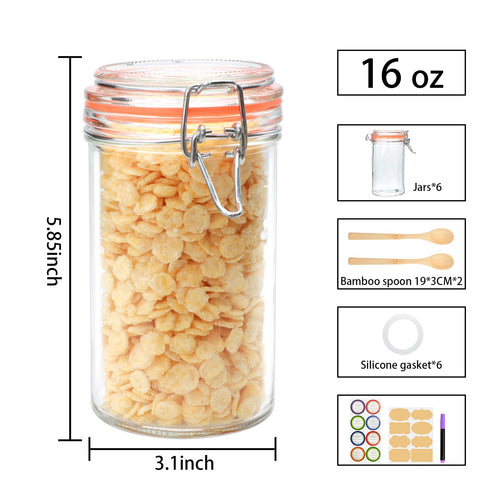16 oz Glass Jars with Airtight Lid V6305