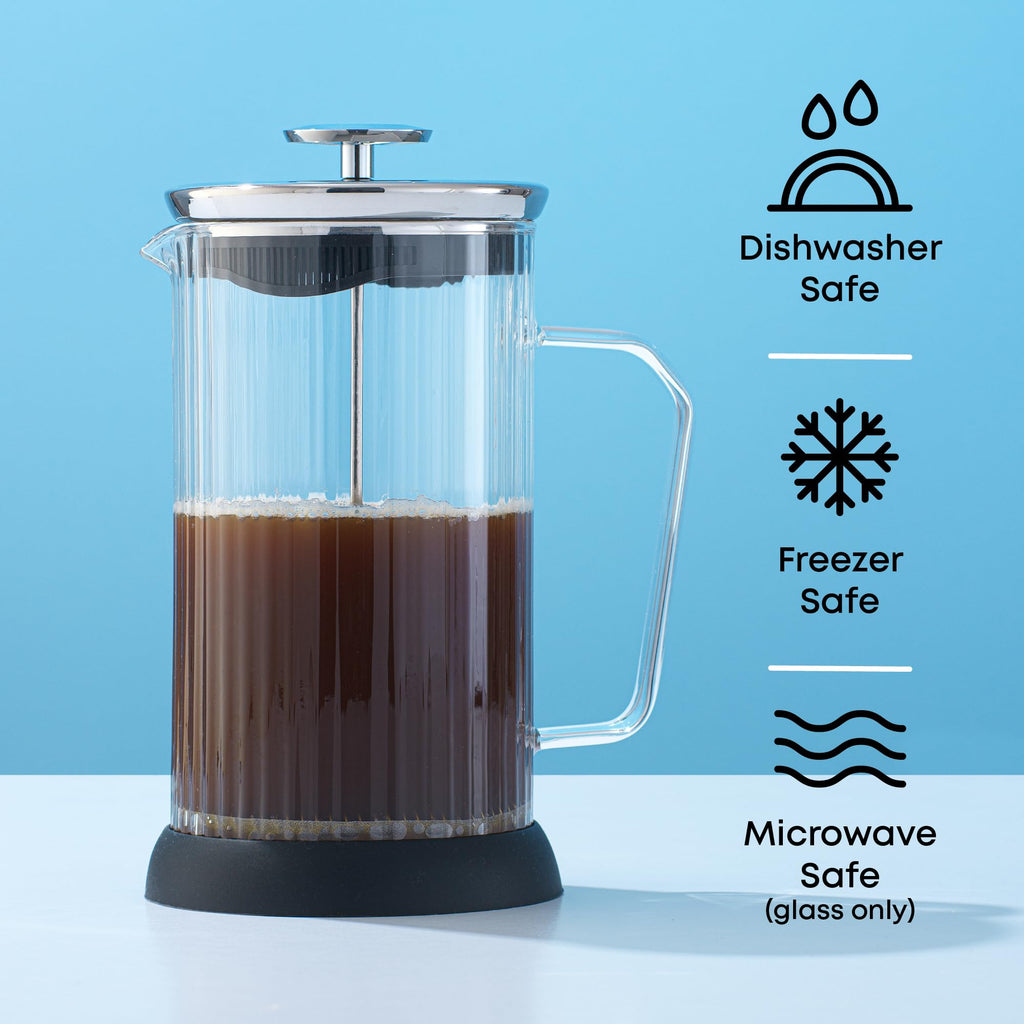 French Press Coffee and Tea Maker Set, 33.8oz Stainless Steel Borosilicate Glass O5039
