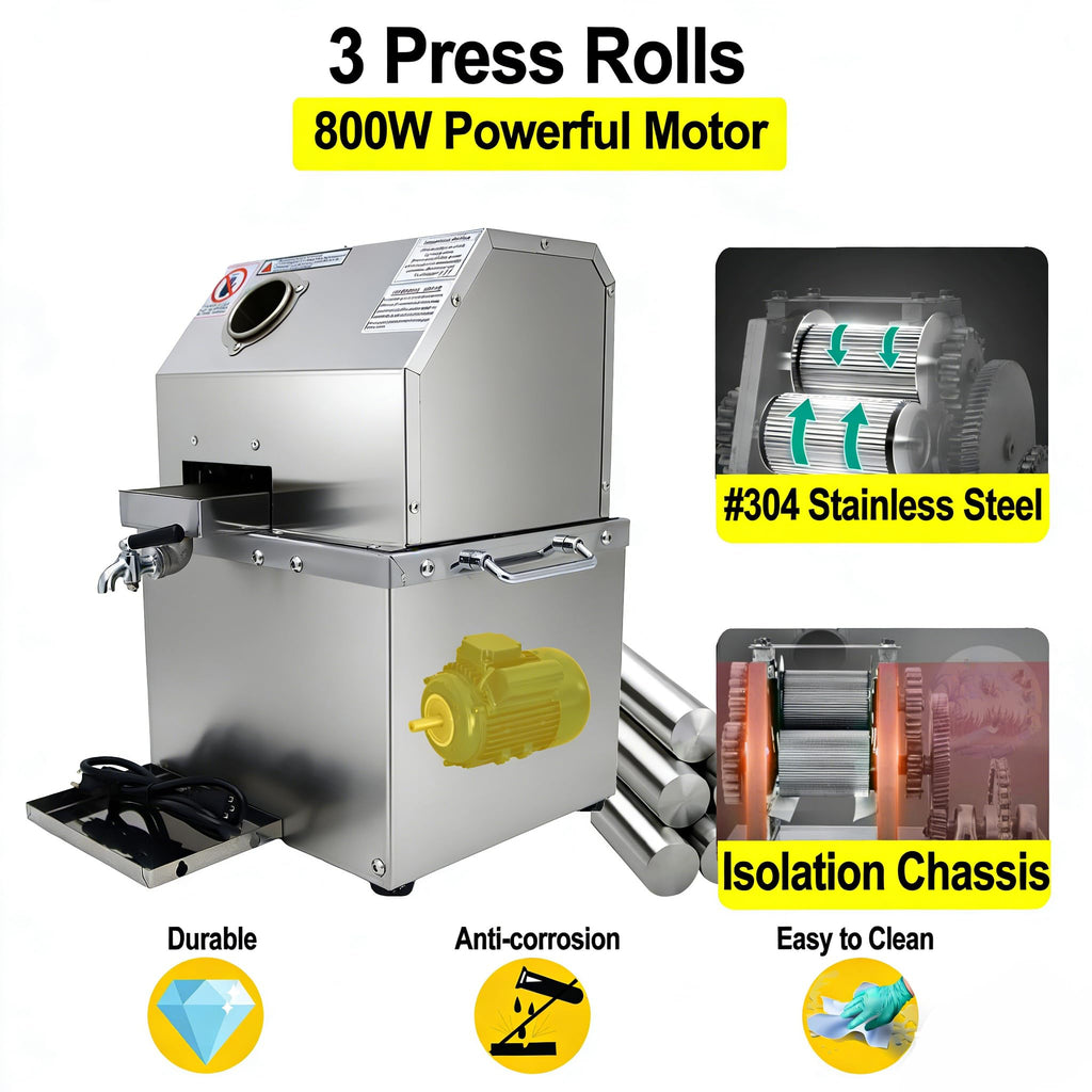 110V 800W Stainless Steel Electric Sugar Cane Juicer Machine O8570