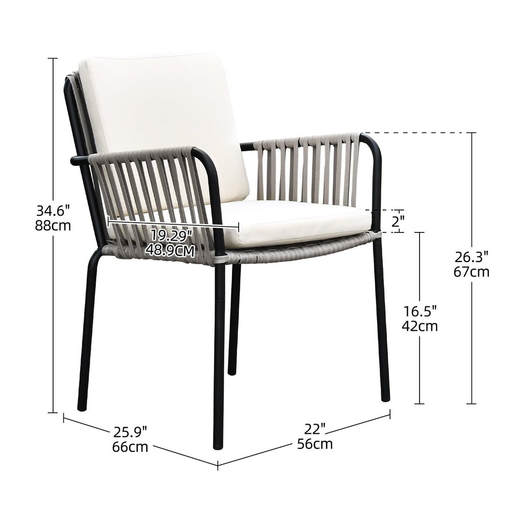 Set of 4 Grey Wicker Outdoor Dining Chairs with Beige Cushion D17066