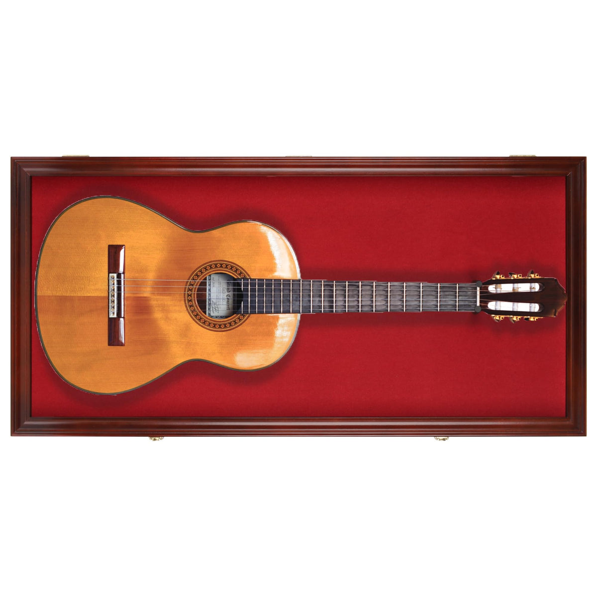 45" Acoustic Guitar Display Case Cabinet Wall Mountable Mahogany Finish Q81668