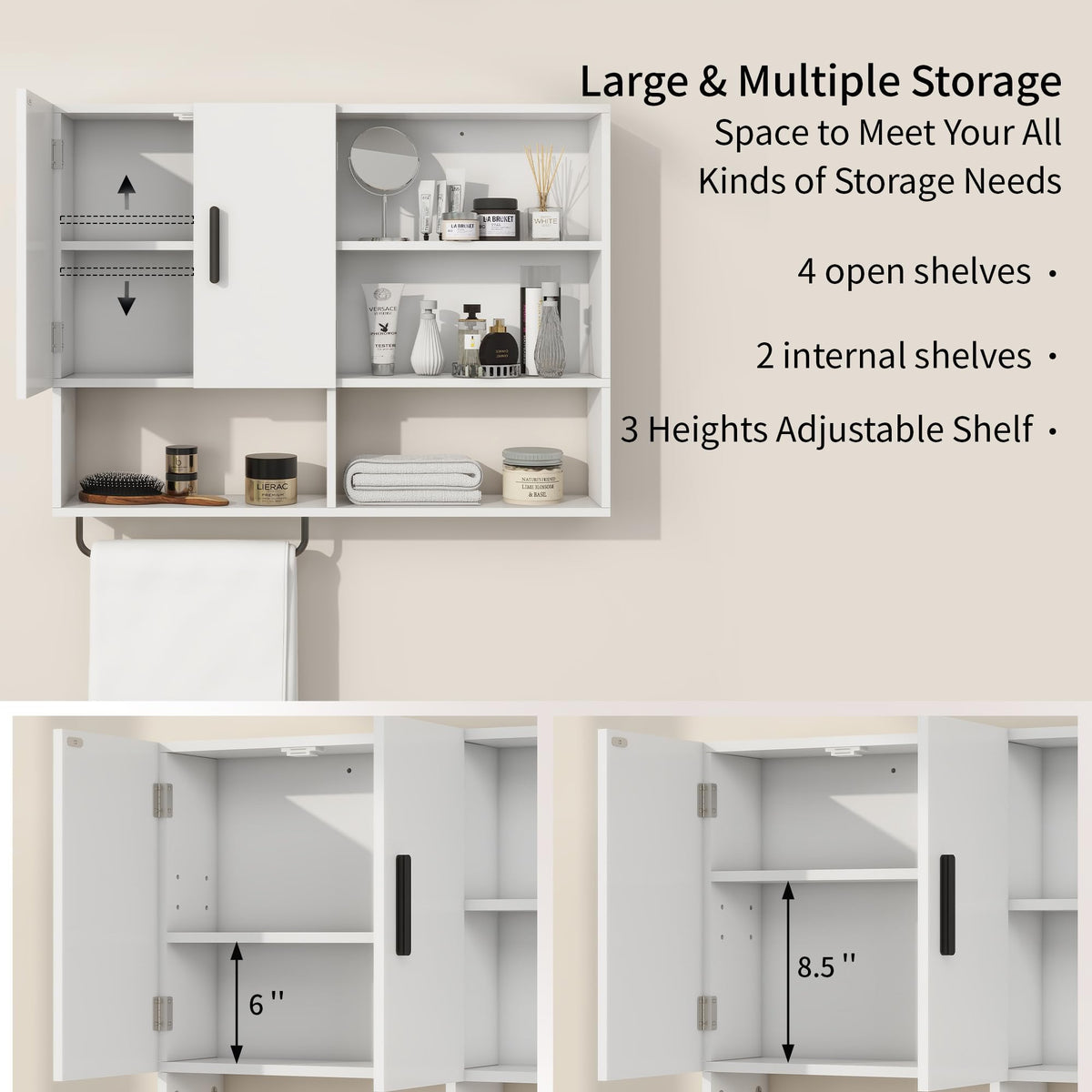 Bathroom Wall Cabinet with 2 Doors White E51955