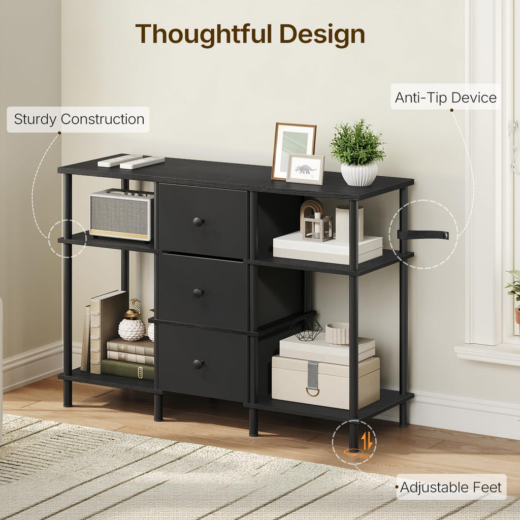 Black 3 Fabric Drawer TV Stand H97955