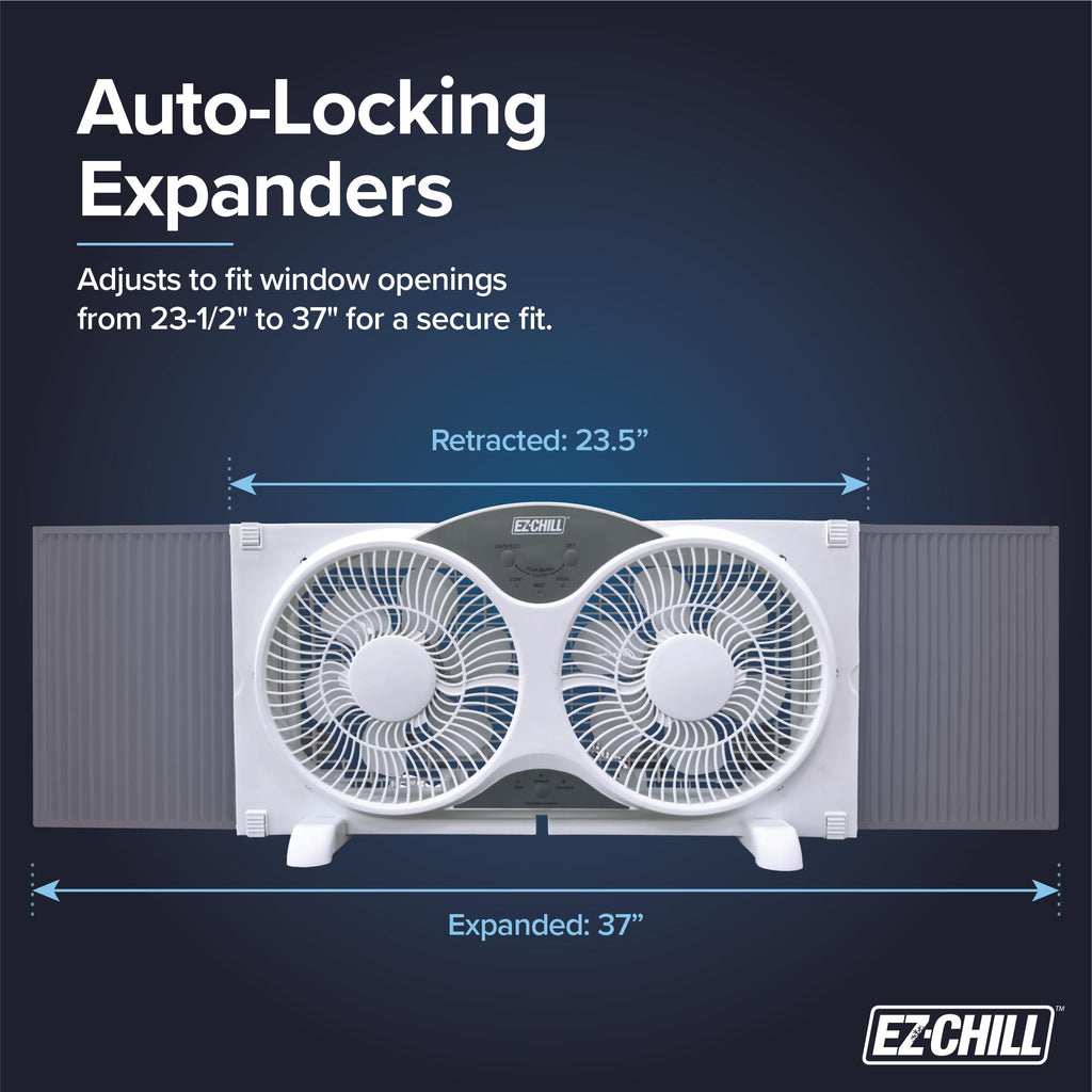 9” Window Fan with Remote Control, 3 Speed Dual Fans, White L388