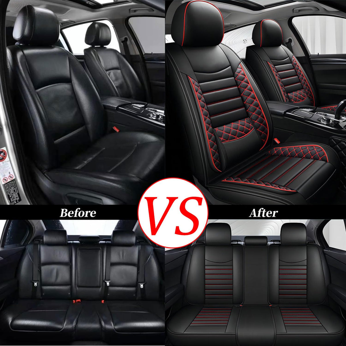 Leather 5-Seat Car Seat Covers Full Set Q144