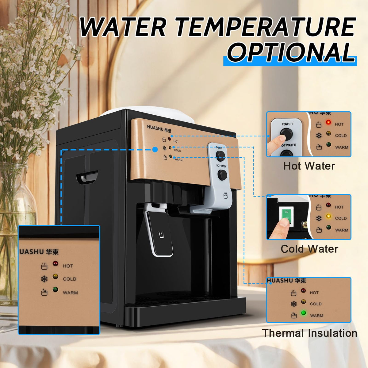 Top Loading Countertop Water Cooler Dispenser 3 Temp S6328