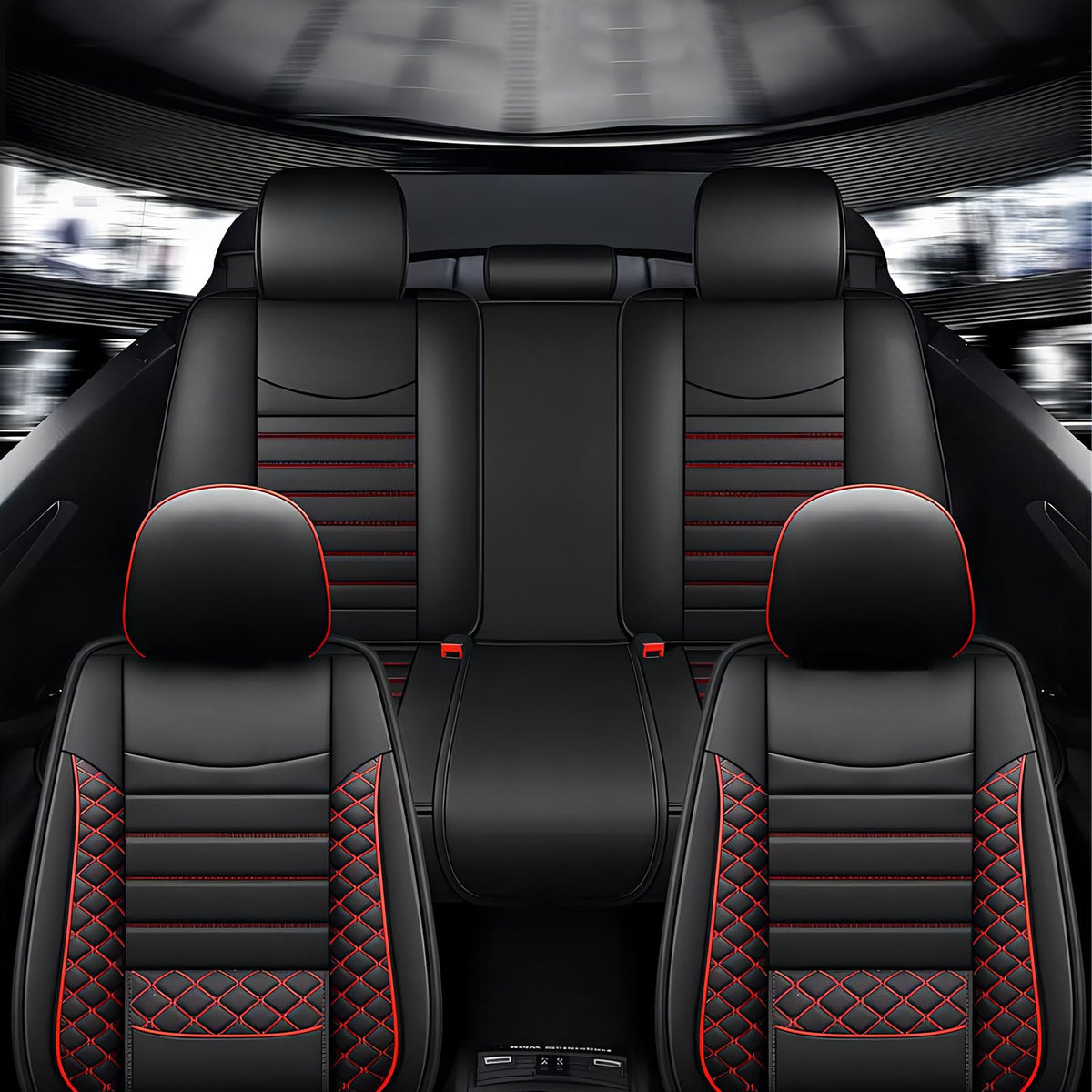 Leather 5-Seat Car Seat Covers Full Set Q144