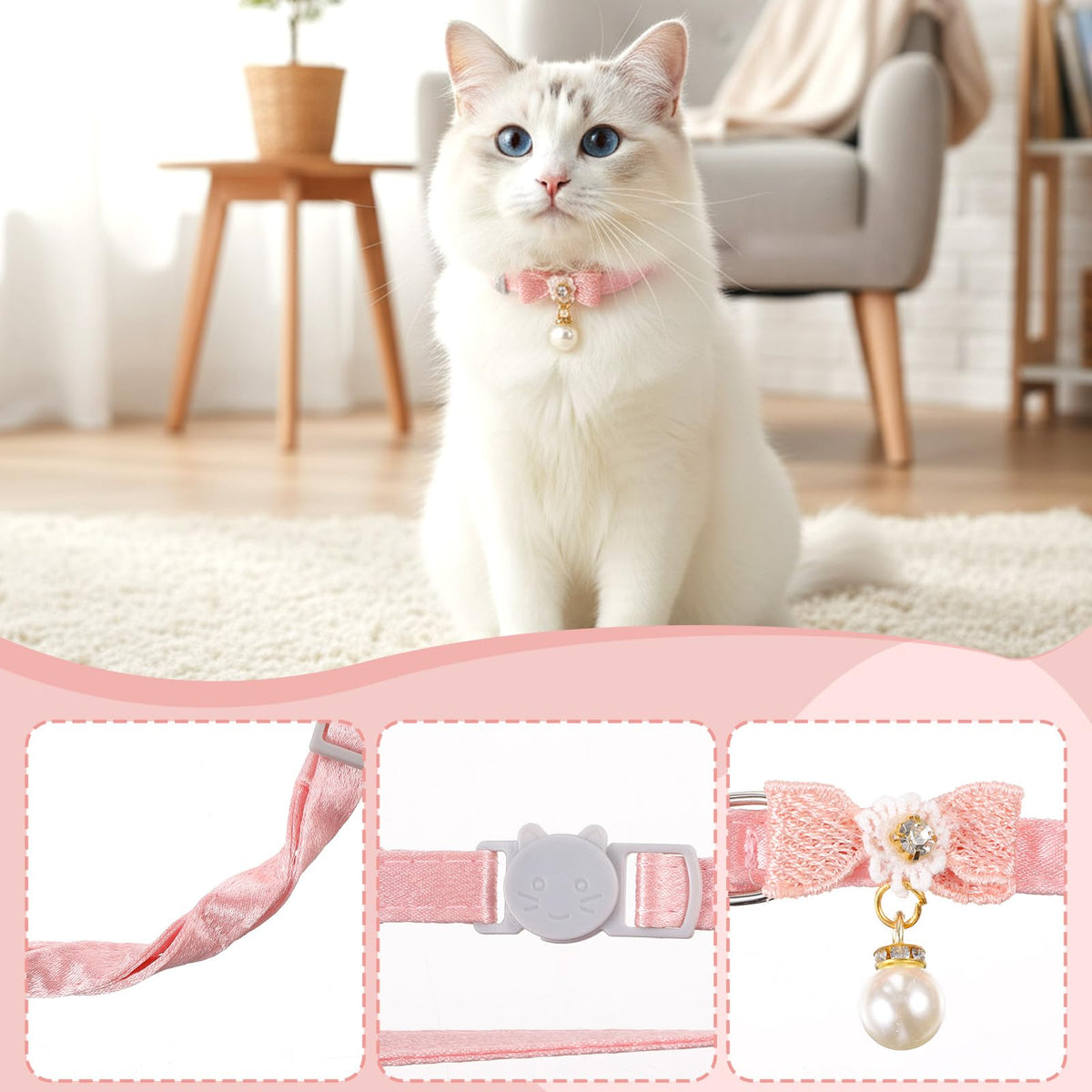 Adjustable Pink Breakaway Cat Collar M313804