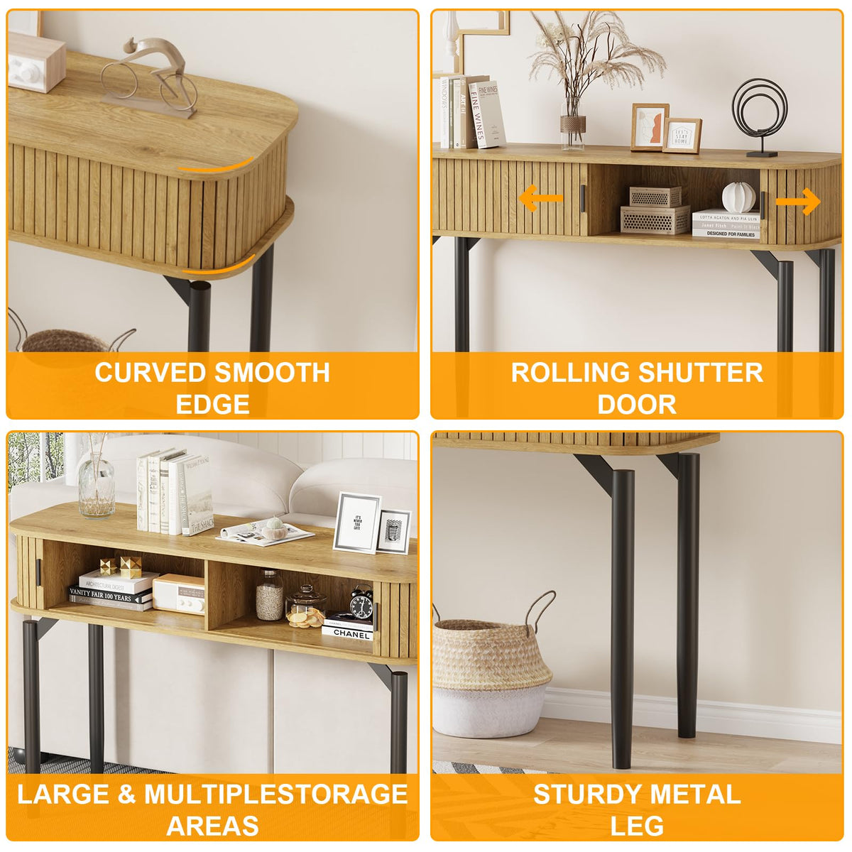 47 in Fluted Console Table with Storage G670019