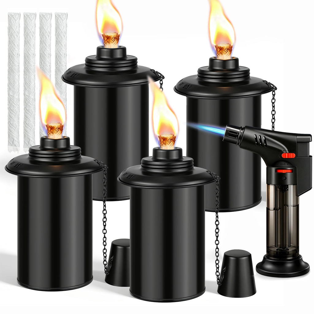 4 Pack 12oz Refillable Torch Canisters with Wicks I3510