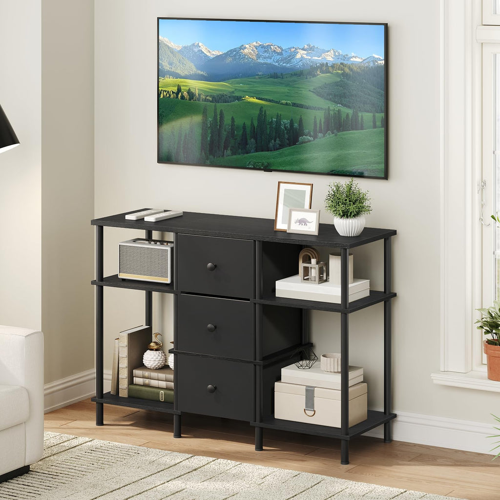 Black 3 Fabric Drawer TV Stand H97955