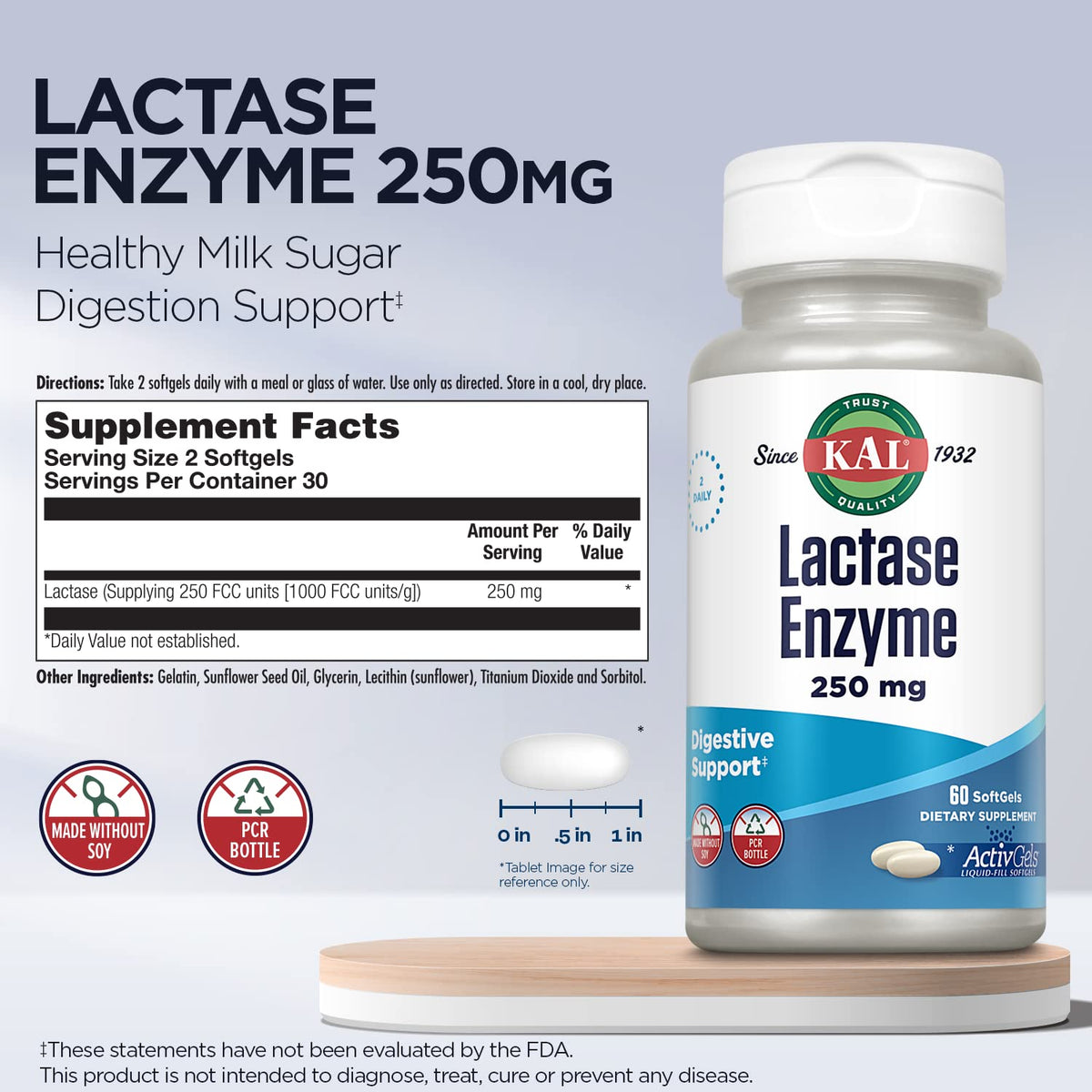 Lactase Enzyme 250 mg 60 SoftGels G461739