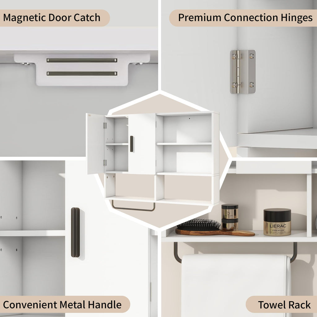 Bathroom Wall Cabinet with 2 Doors White E51955