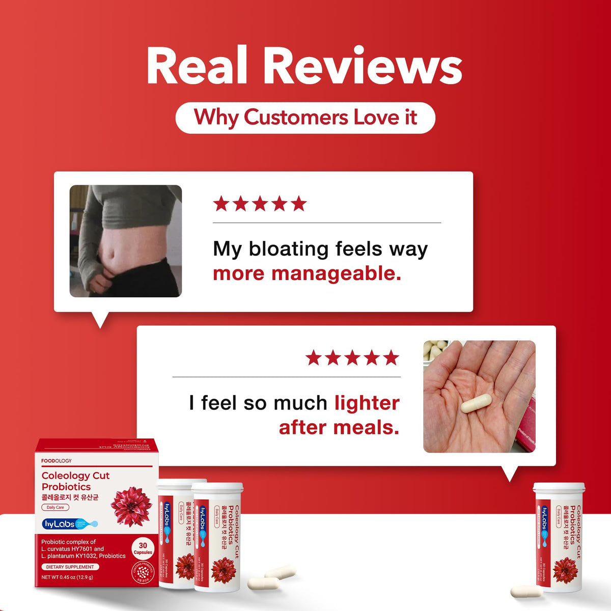 Probiotics for Bloating Relief 30 Capsules O9483