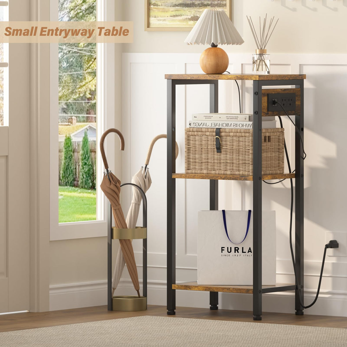 Tall End Table with Charging Station J461