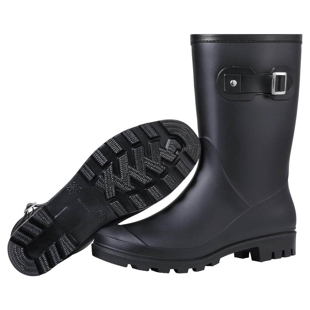 Mid Calf Waterproof Rain Boots with Buckle T2801