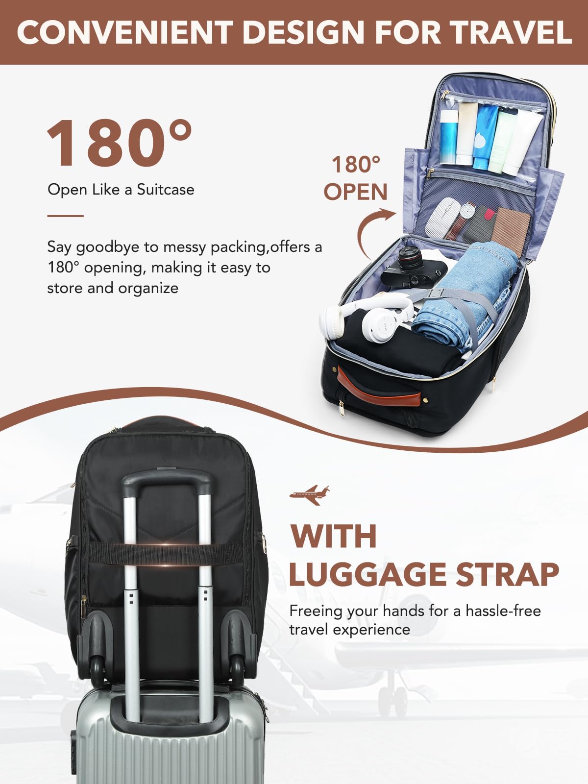Rolling Large Travel Backpack with Wheels F3674