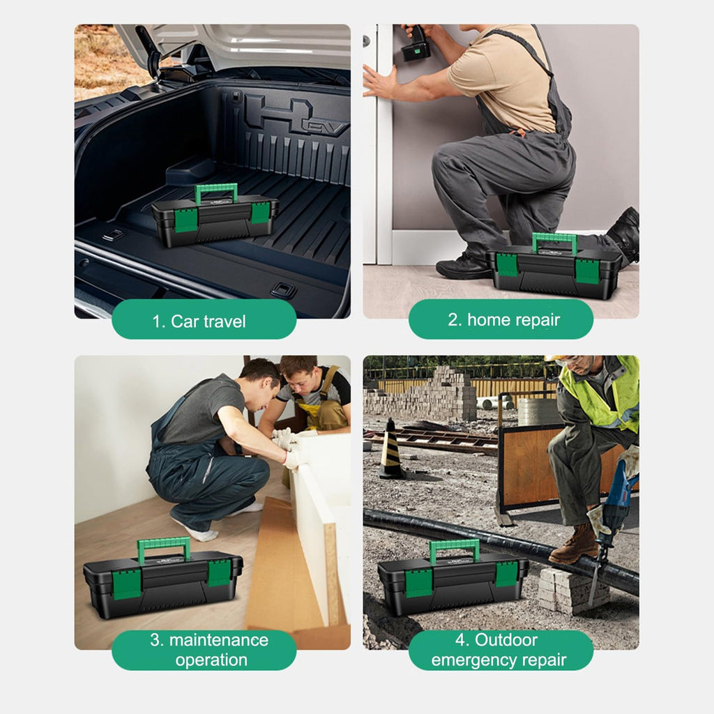 10-Inch Plastic Toolbox with Removable Tray and Double Lock P2784