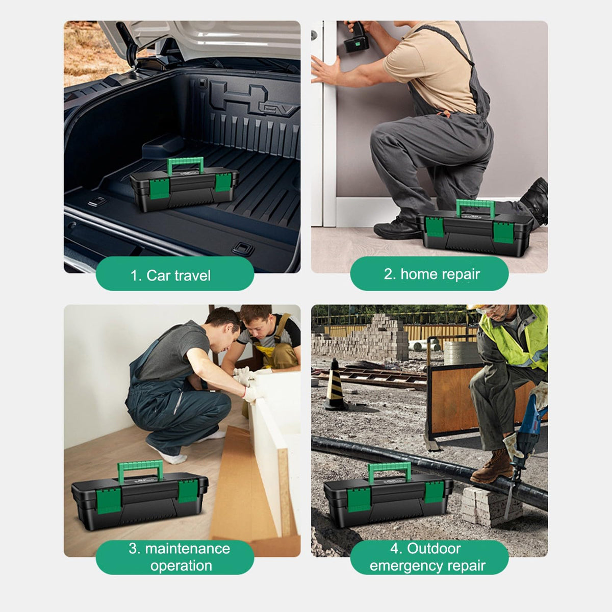 10-Inch Plastic Toolbox with Removable Tray and Double Lock P2784