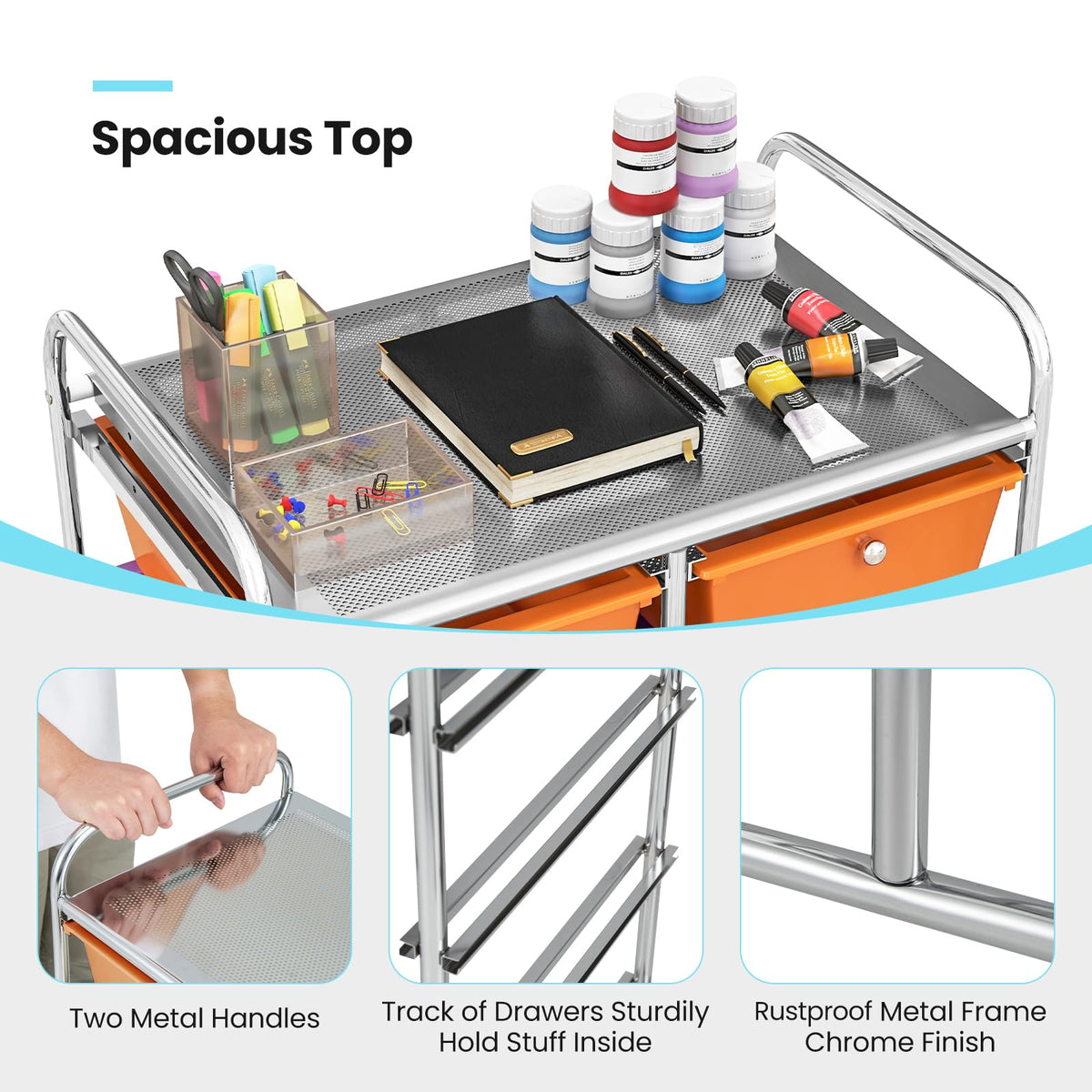 10 Drawer Rolling Storage Cart with Lockable Wheels I418