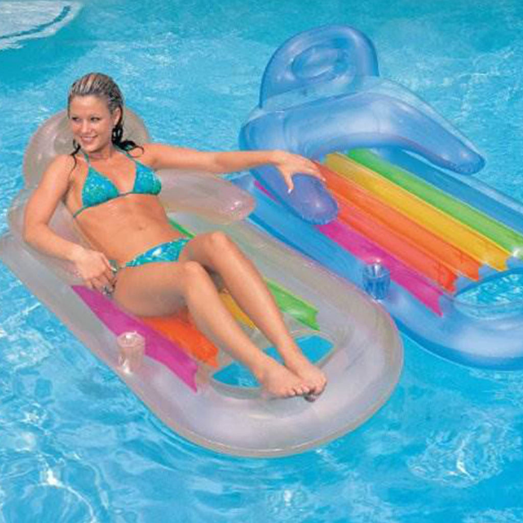 Inflatable Swimming Pool Lounger with Headrest 4 Pack H877314