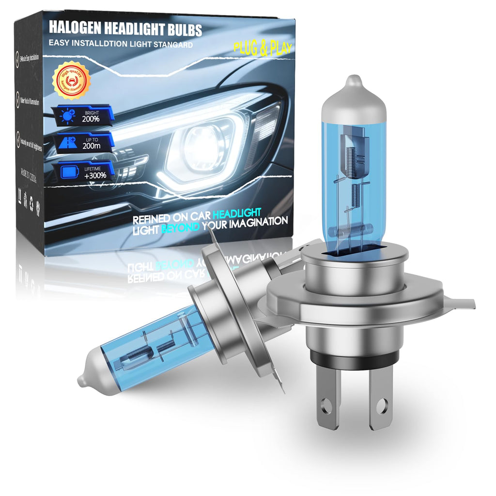 Halogen Headlight Bulbs 9003/H4 High Low Beam 6000K Pack of 2 W3753