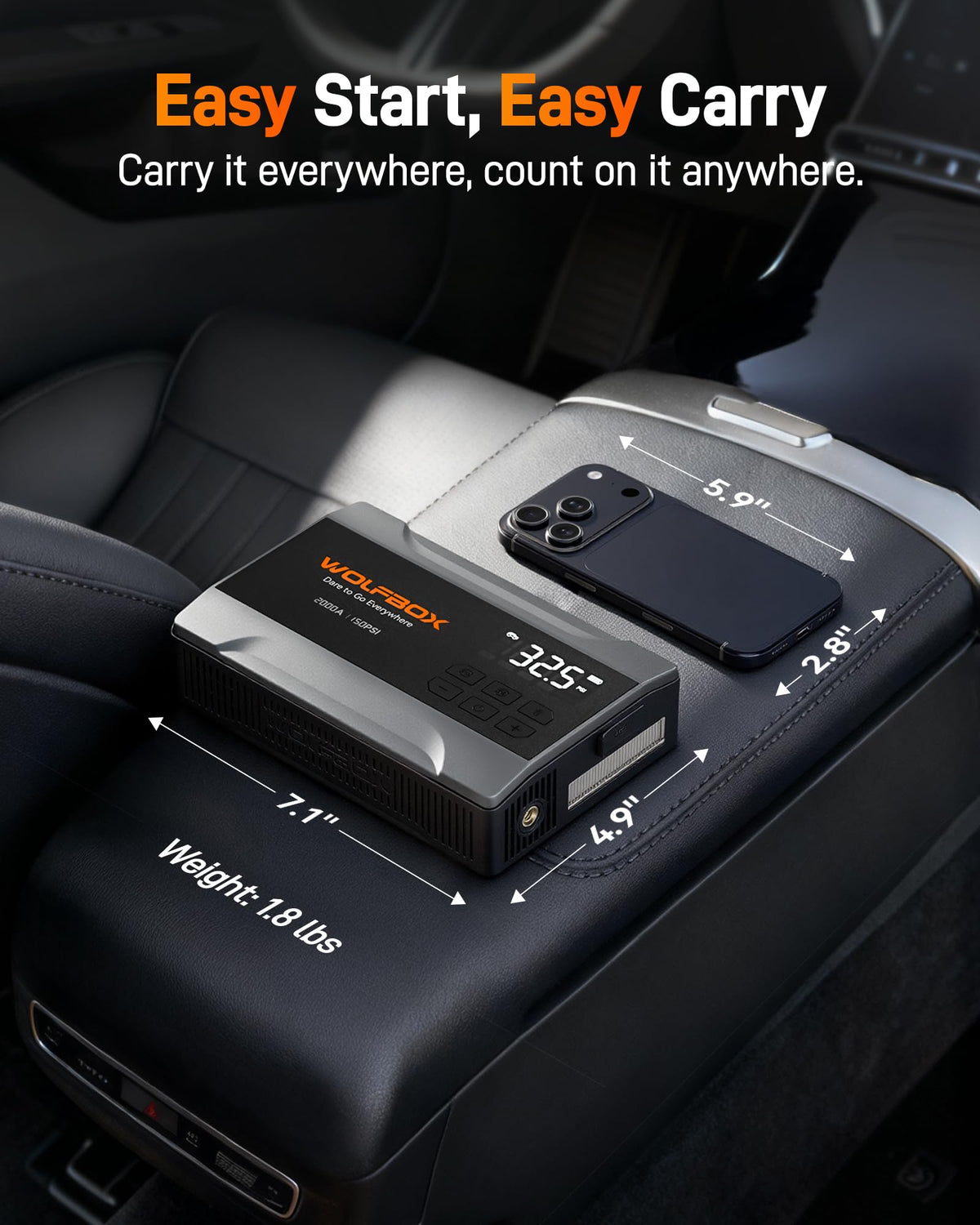 2000A Portable 12V Jump Starter with Air Compressor R223
