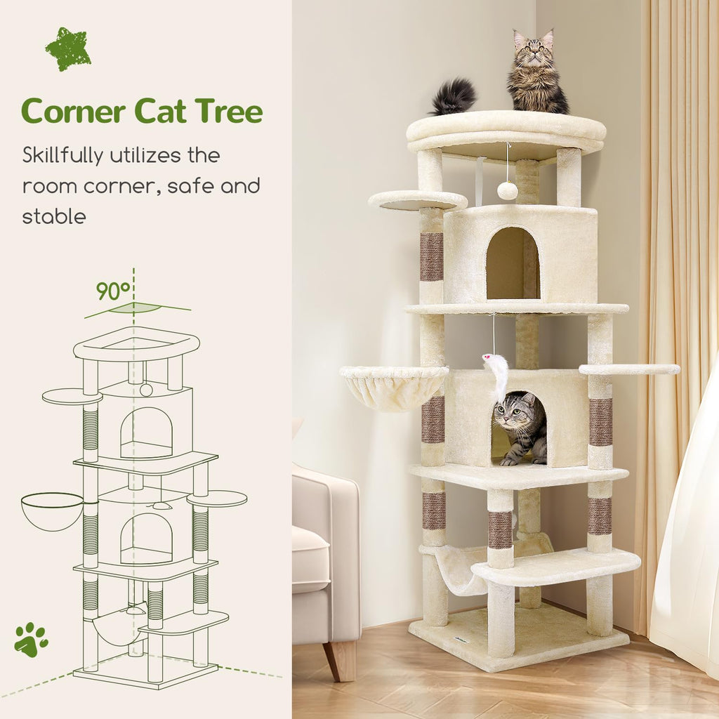 Beige 66inch Corner Cat Tree Tower Z10370