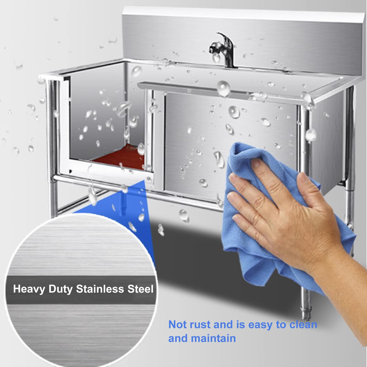 Stainless Steel Dog Grooming Bathtub with Sliding Door and Step J83019