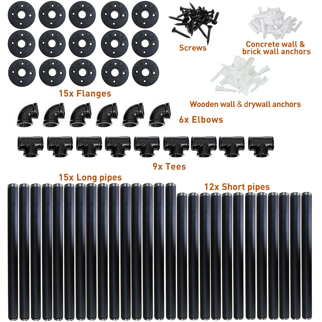 Industrial Iron Pipe 5-Tier Shelves T997
