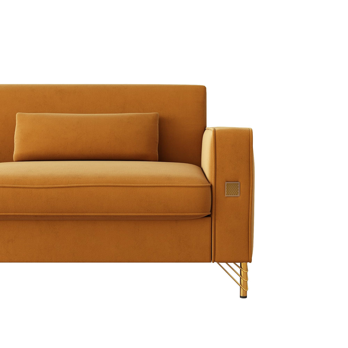 Oversized Velvet Sofa with Armrest and Removable Cushions H318667