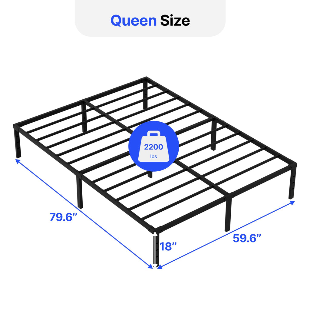 18 Inch Queen Size Metal Platform Bed Frame with Underbed Storage Z451909