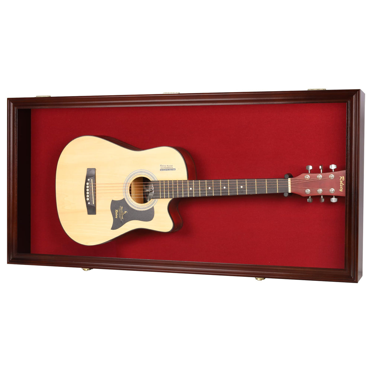 45" Acoustic Guitar Display Case Cabinet Wall Mountable Mahogany Finish Q81668