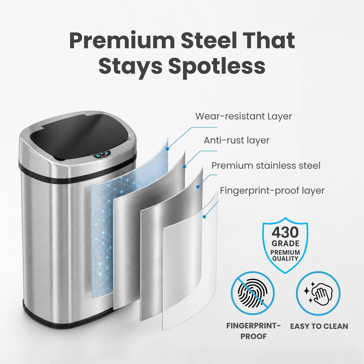 13 G Stainless Steel Sensor Trash Can Y394389
