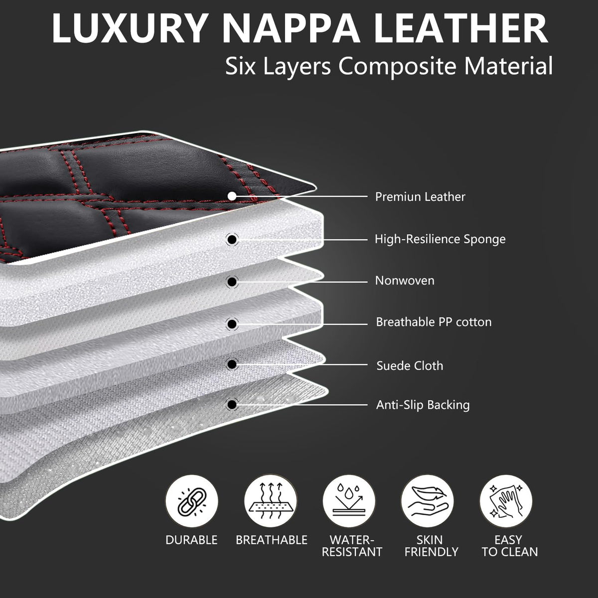 Leather 5-Seat Car Seat Covers Full Set Q144