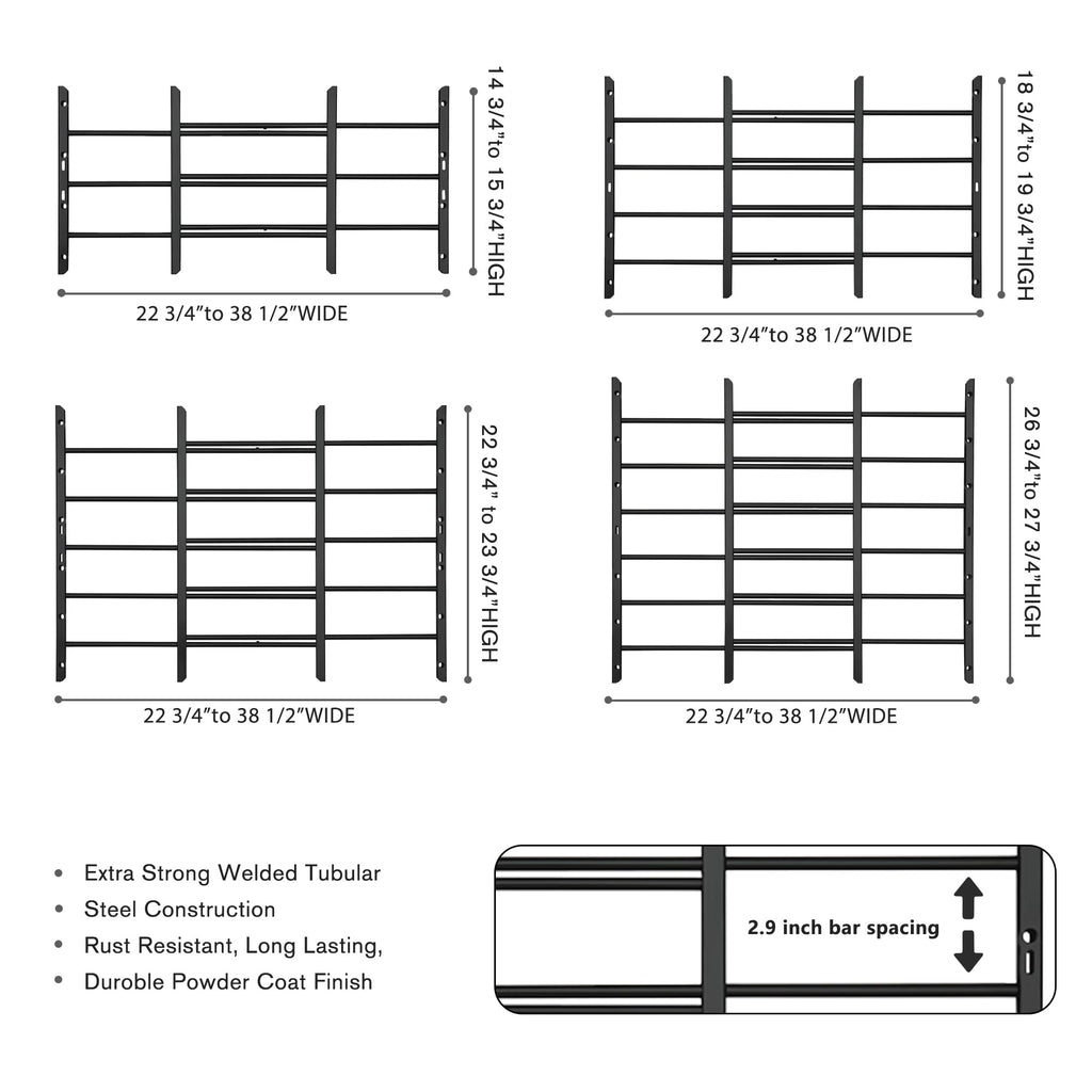 Black Adjustable Window Security Bars J934123