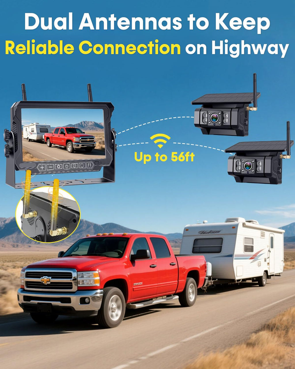 1080P Dual Magnetic Wireless Backup Camera 7" Split-Screen I11290