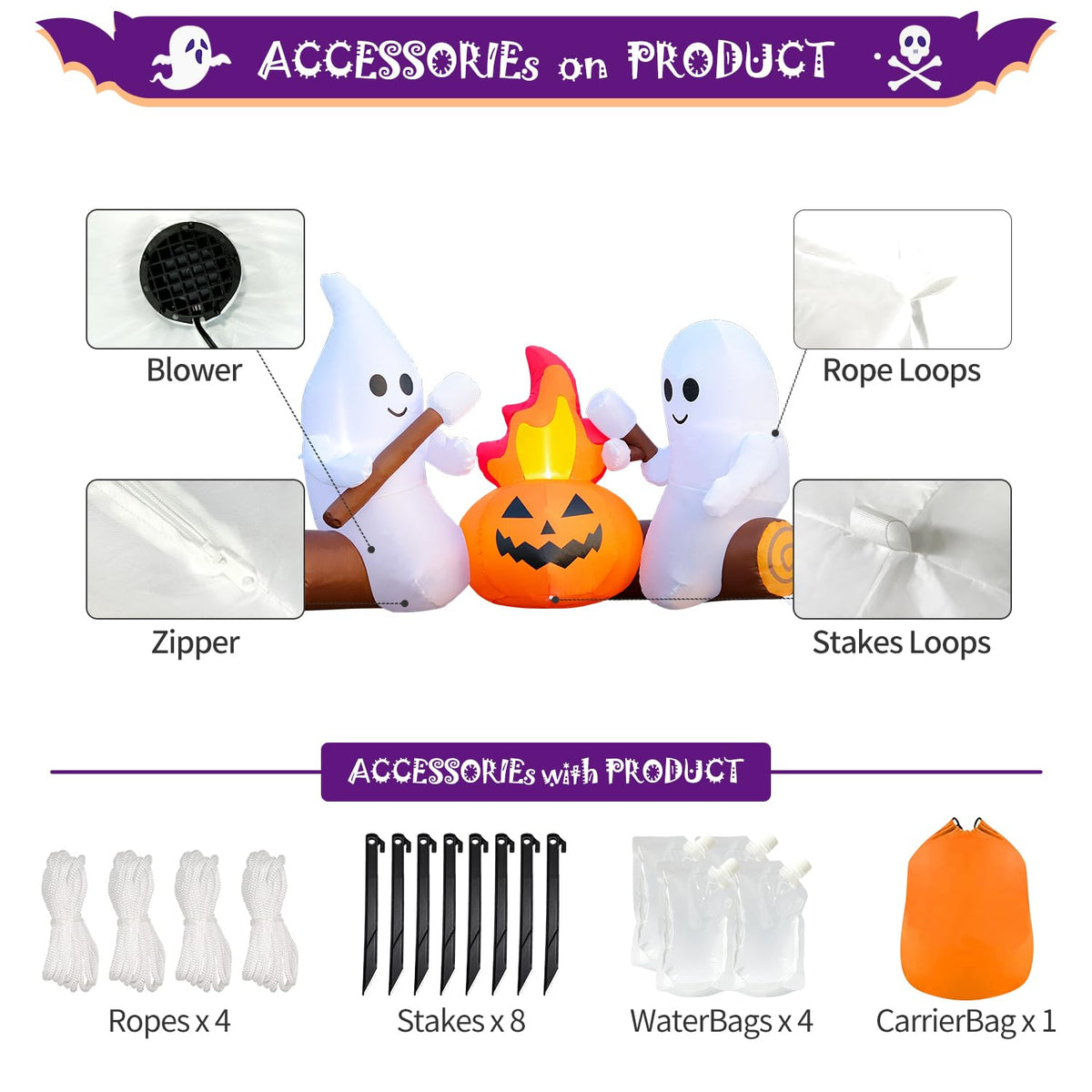 6FT Inflatable Halloween Decorations with Built-in LEDs B652443