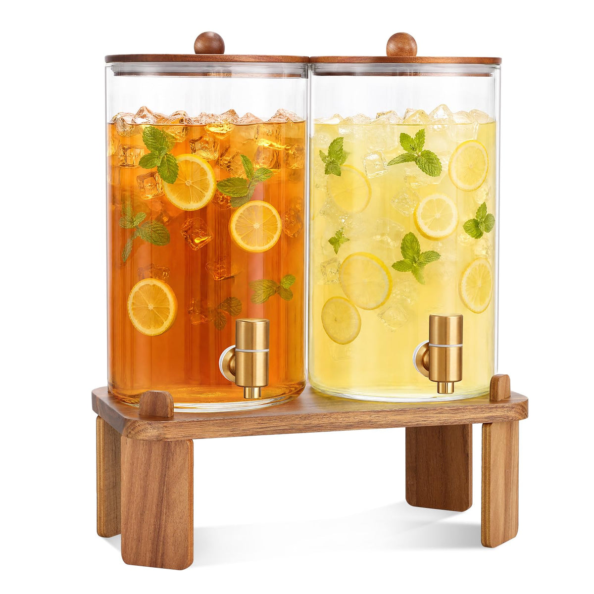 2pcs 1.2 Gallon Glass Drink Dispenser with Stand Z49598