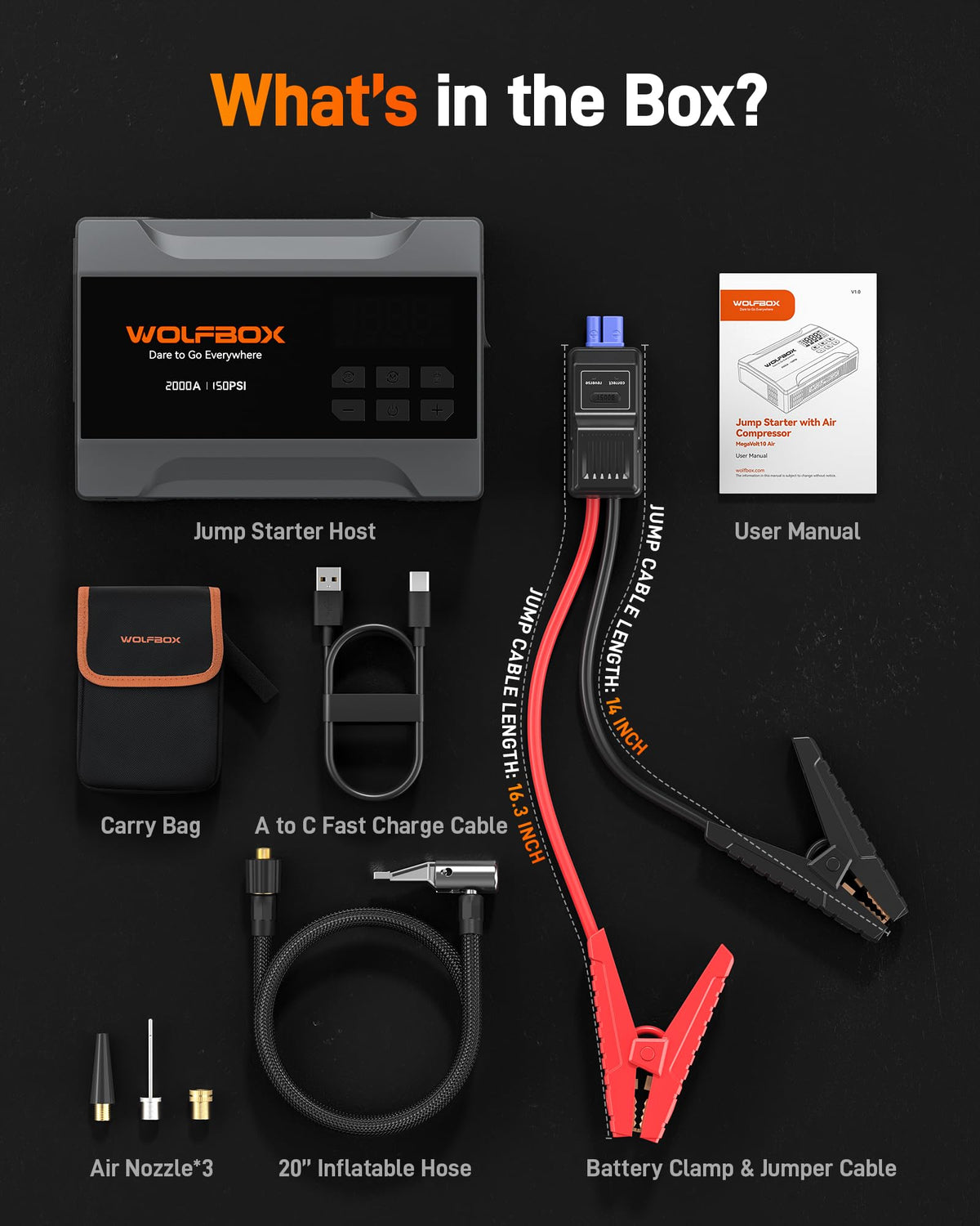 2000A Portable 12V Jump Starter with Air Compressor R223