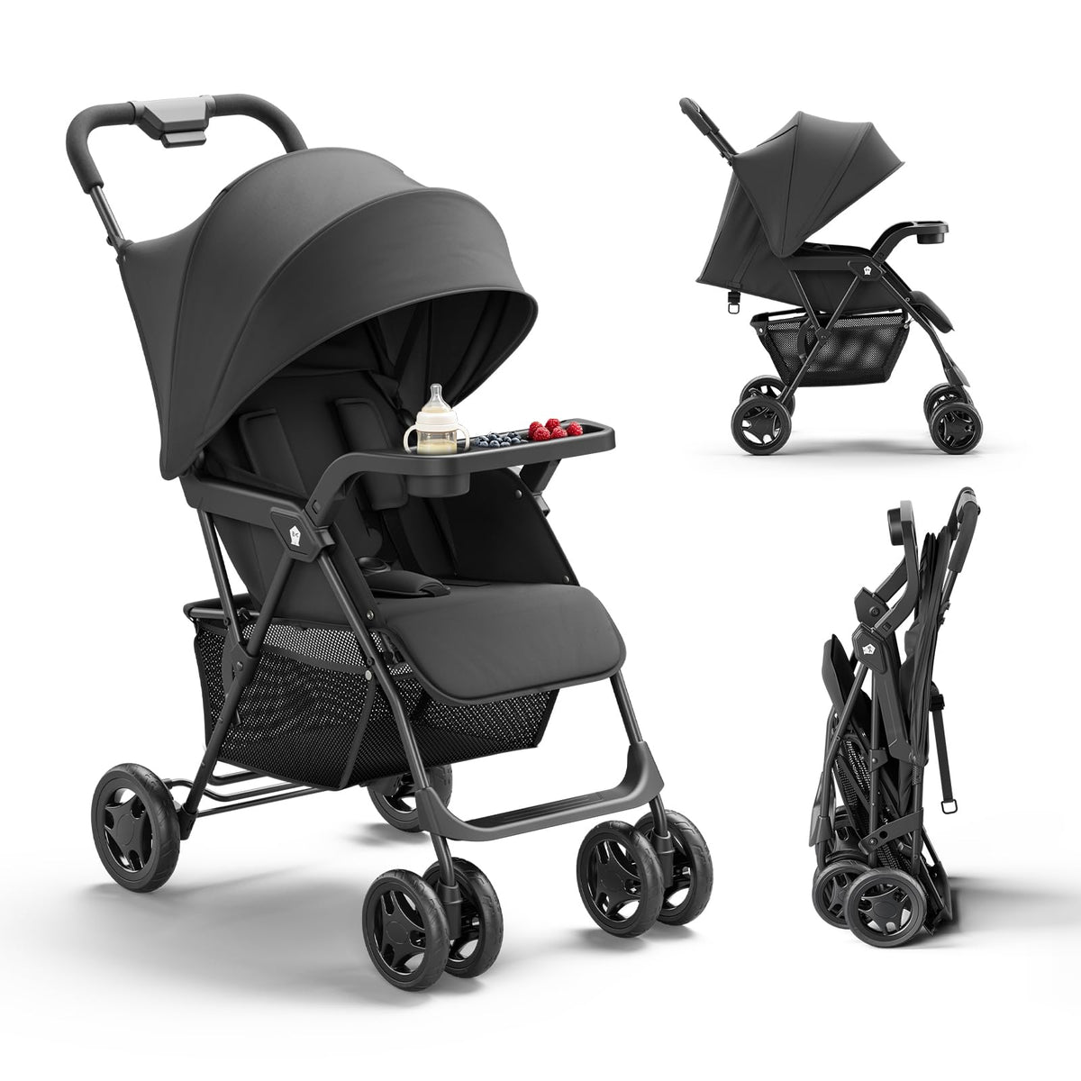 Lightweight Travel Stroller with Near-Flat Recline Seat R662