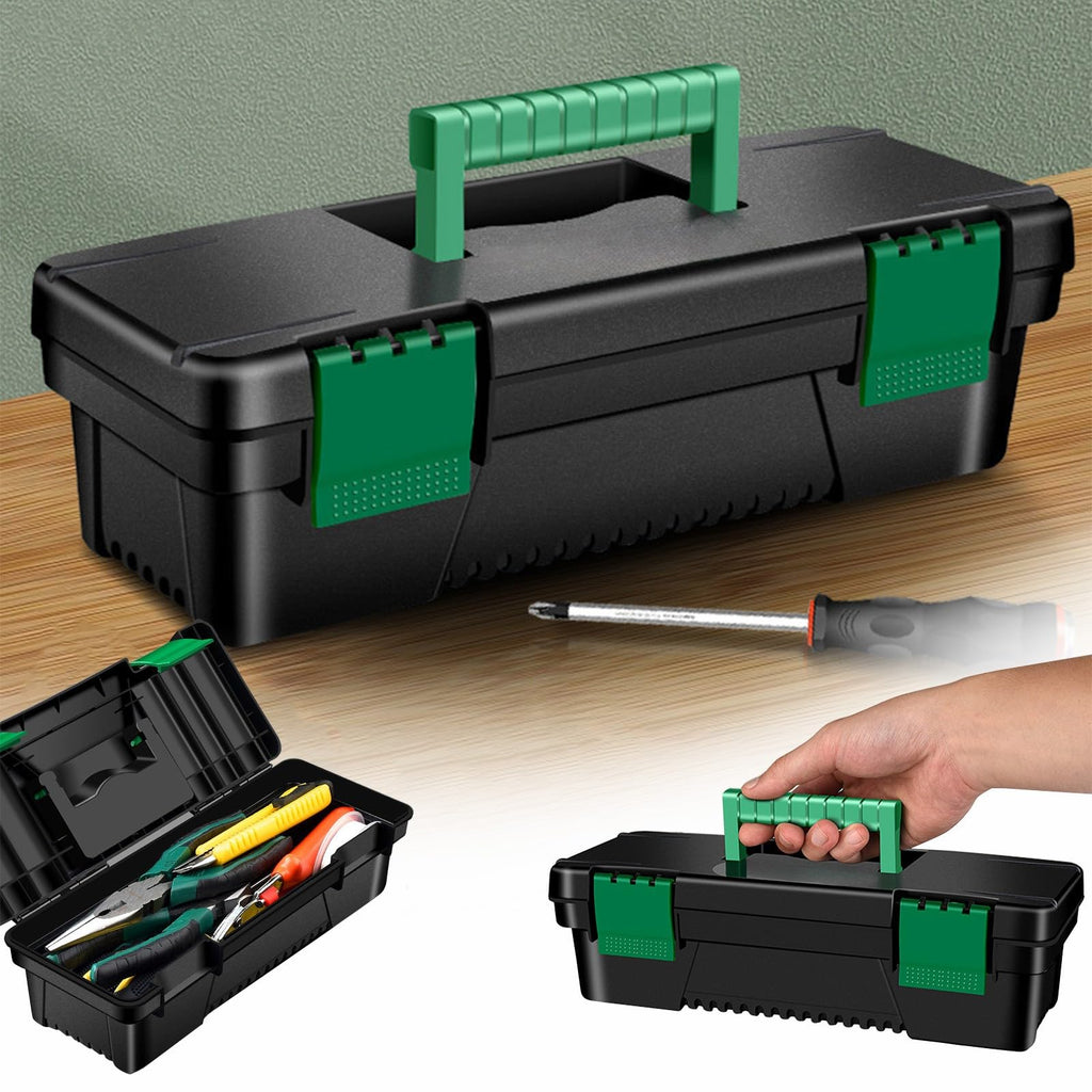 10-Inch Plastic Toolbox with Removable Tray and Double Lock P2784