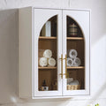 White Wall Mount Bathroom Cabinet with Glass Doors and Adjustable Shelves U823